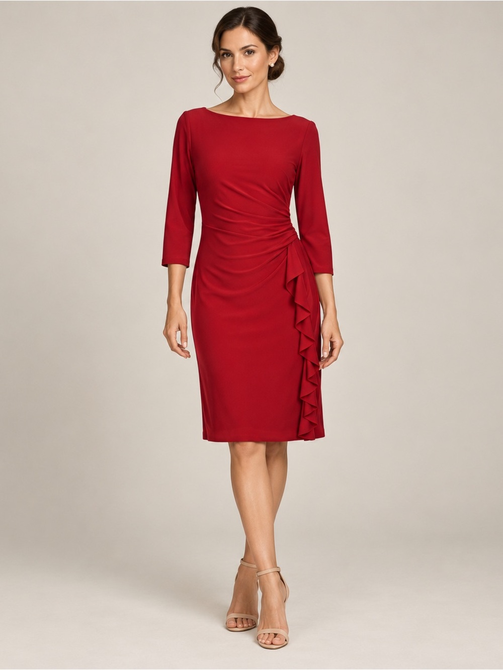 Ralph Lauren Boat-Neck Dress Ruffle 10 cocktail